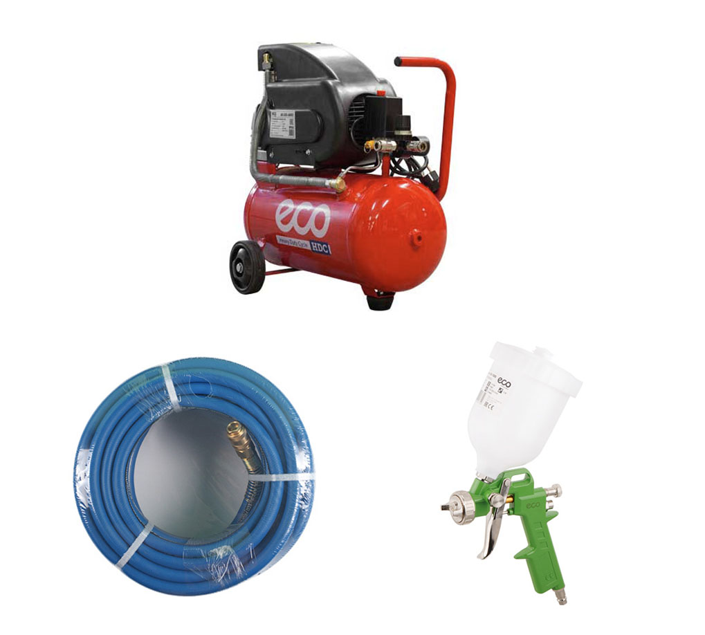 Компрессор ECO 25л + Шланг 15м + Краскопульт