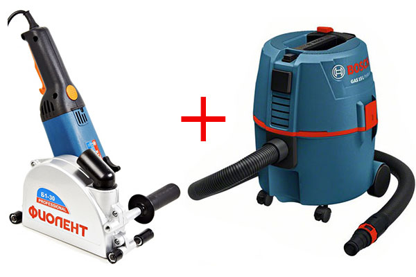 Штроборез Фиолент Б2-30 и пылесос Bosch GAS 20